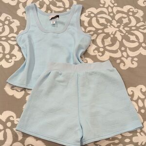 Ava & Viv Light Blue Textured Pajama Set